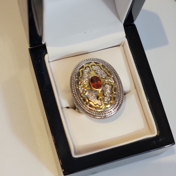 Jewelry - Size 7 Garnet/Topaz Sterling Silver Ring